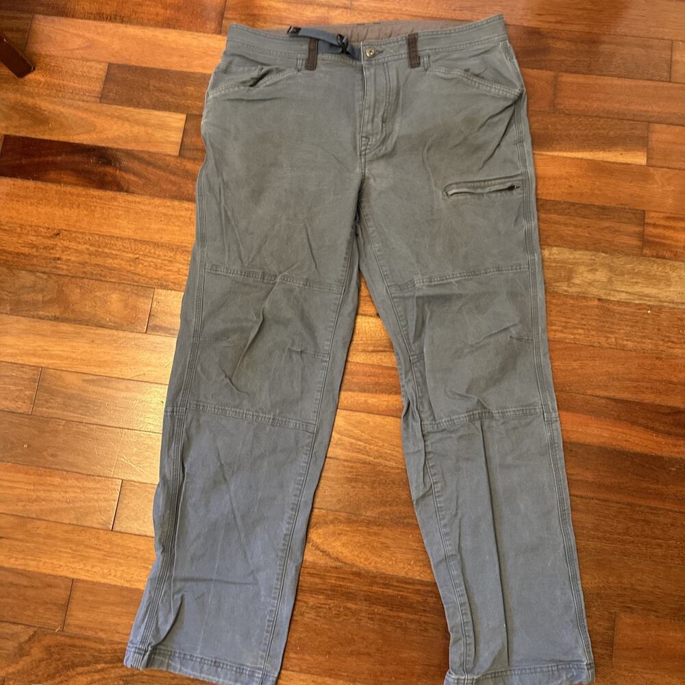 Prana Stretch Pocket Pants Mens 36x30 Blue Gray Hiking Outdoors Sturdy
